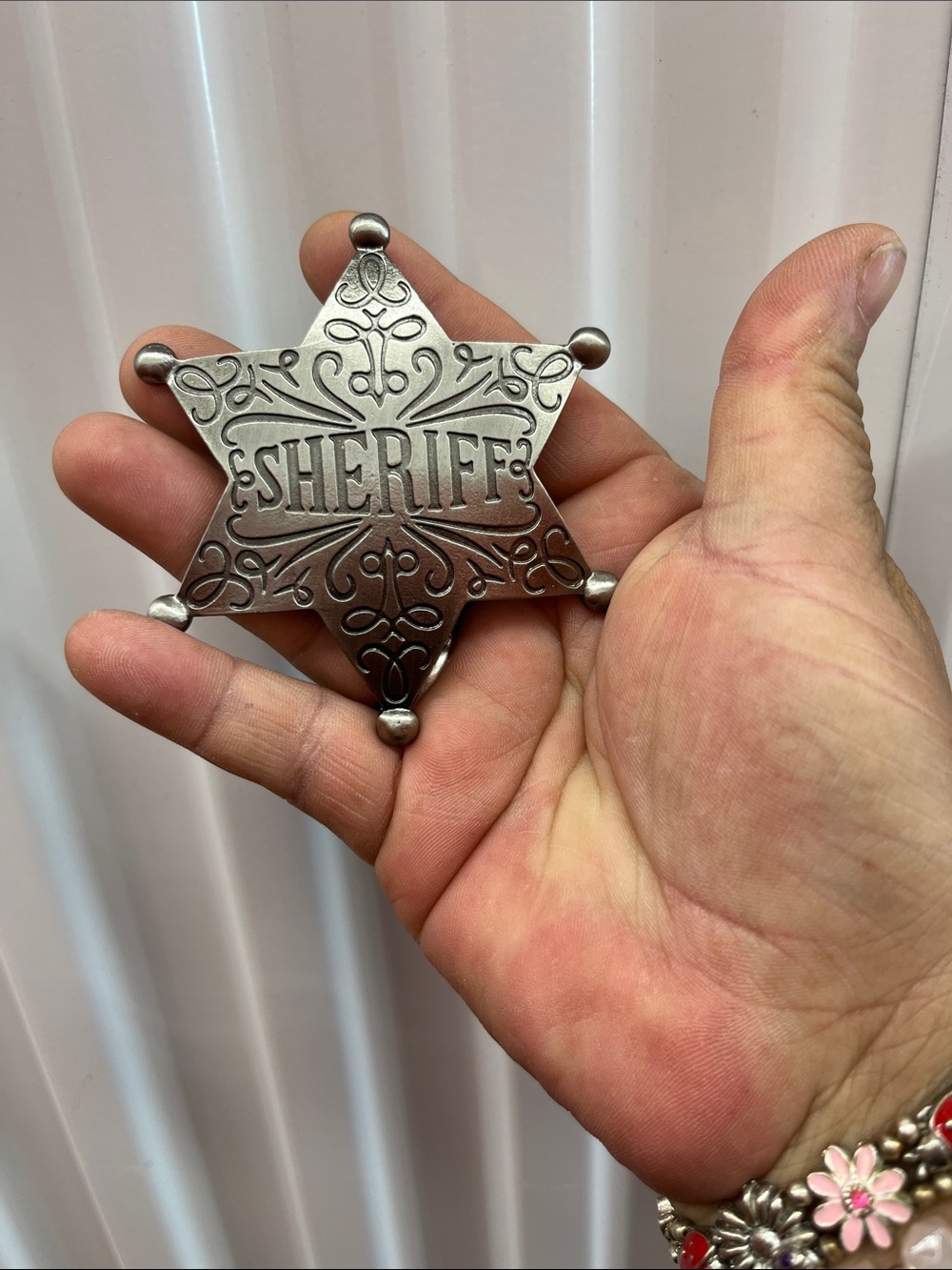 Antique-Style Silver Sheriff Star Badge - Men Accessories